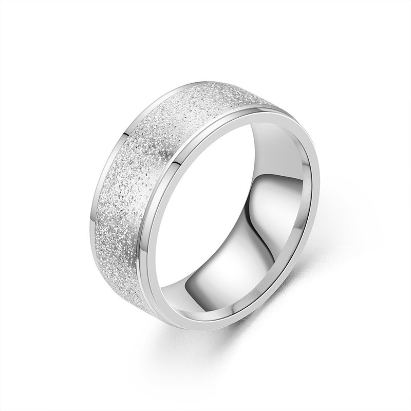 European and American popular frosted titanium steel ring Korean version simple stainless steel couple ring jewelry