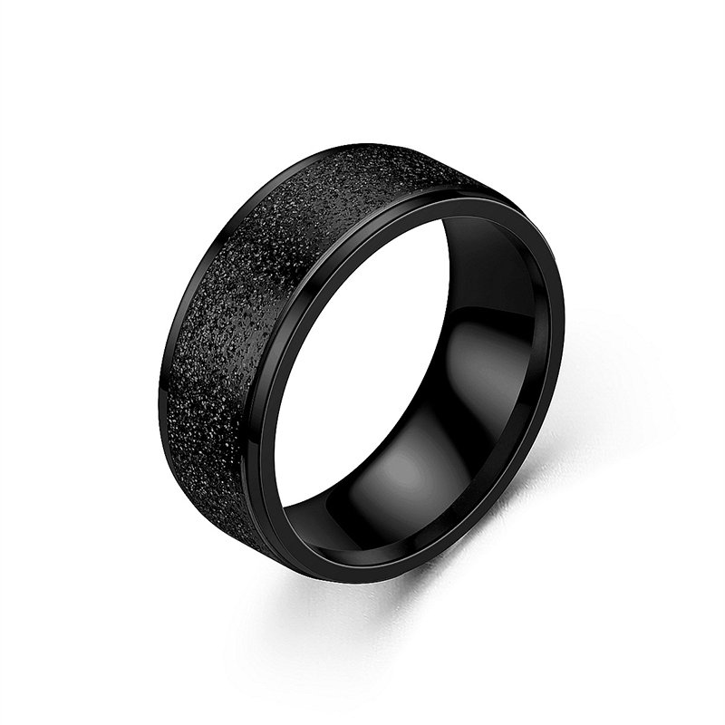 European and American popular frosted titanium steel ring Korean version simple stainless steel couple ring jewelry