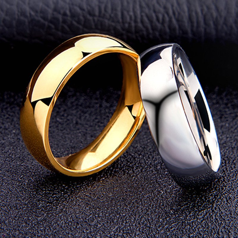 European and American popular titanium steel ring 6MM curved plain face ring Korean version simple and versatile jewelry