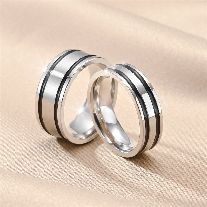 European and American retro titanium steel drop glazed ring business classic men's ring couple pairing ring