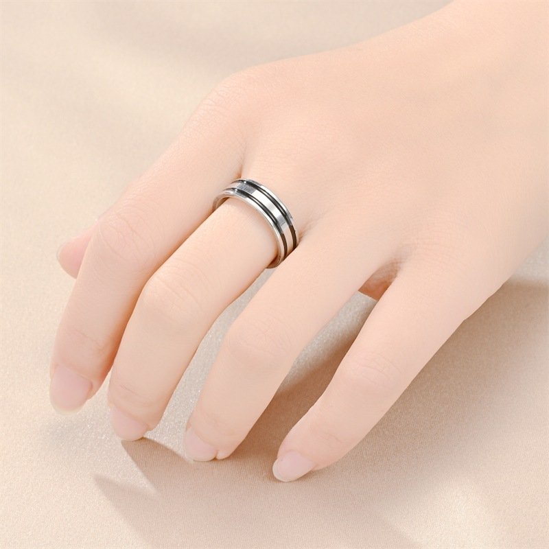 European and American retro titanium steel drop glazed ring business classic men's ring couple pairing ring