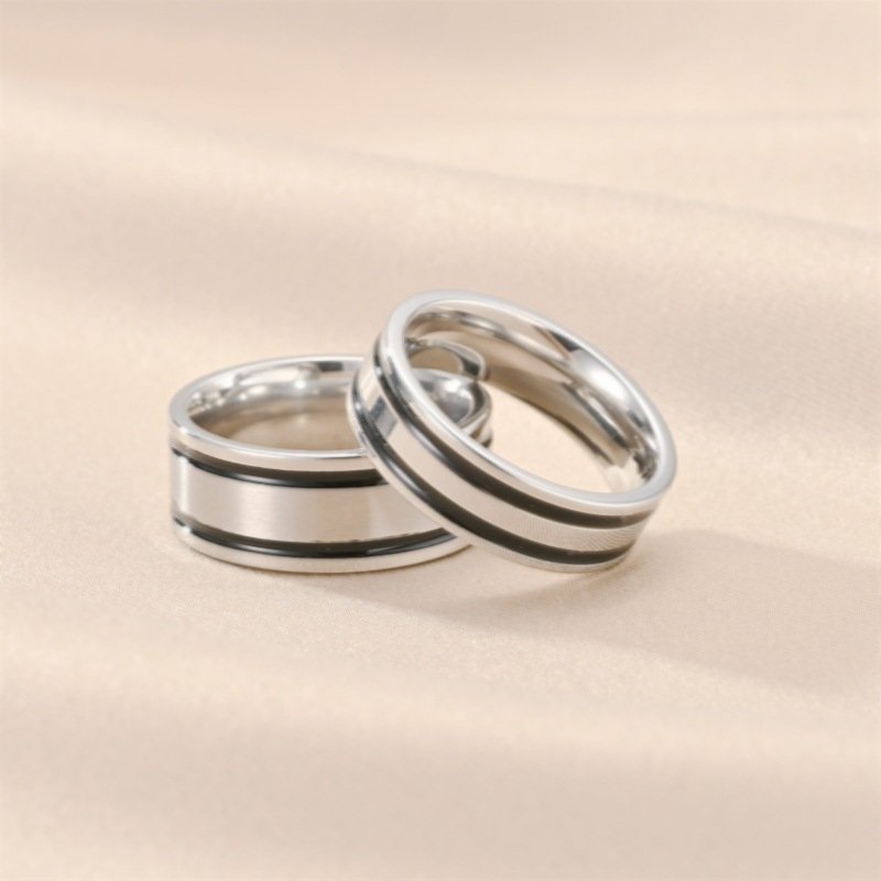 European and American retro titanium steel drop glazed ring business classic men's ring couple pairing ring