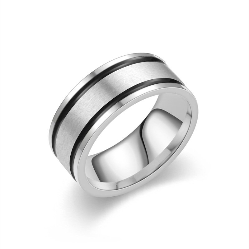 European and American retro titanium steel drop glazed ring business classic men's ring couple pairing ring