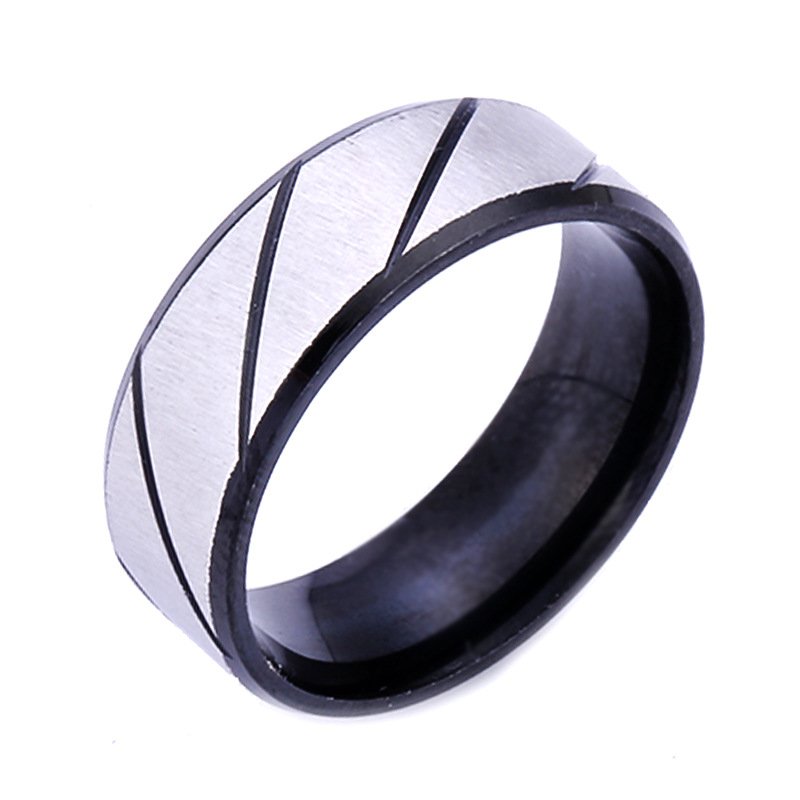 European and American stainless steel titanium steel rings, fashionable men's and women's diagonal non fading accessories, women's rings