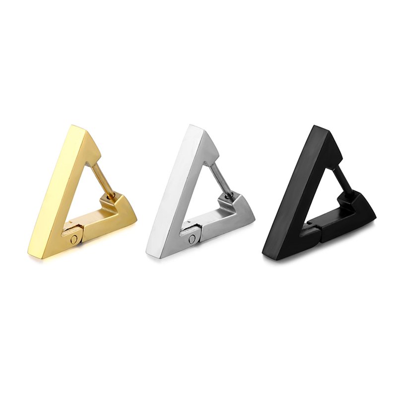 European and American stainless steel triangular earrings, stud earrings, smooth earrings, men's and women's titanium steel earrings