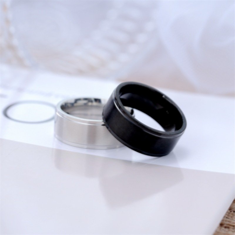 Explosive 8mm wide titanium steel frosted ring, European and American minimalist men's ring jewelry