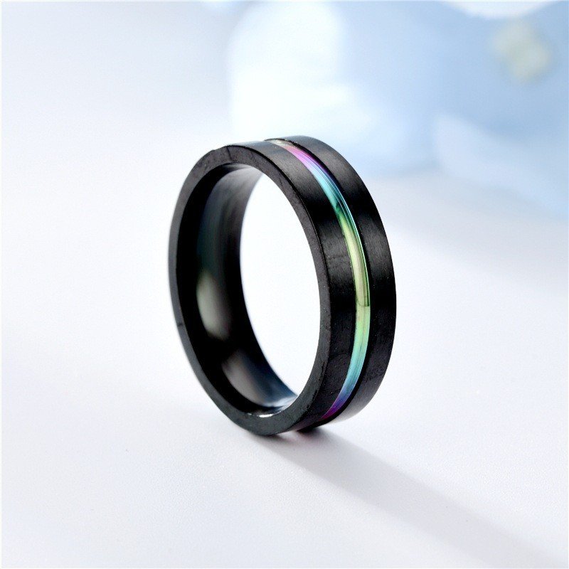 Explosive accessory titanium steel men's new black color two-color ring European and American fashion stainless steel couple ring