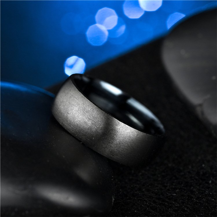 Explosive accessory titanium steel men's ring European and American fashion frosted black stainless steel ring ring