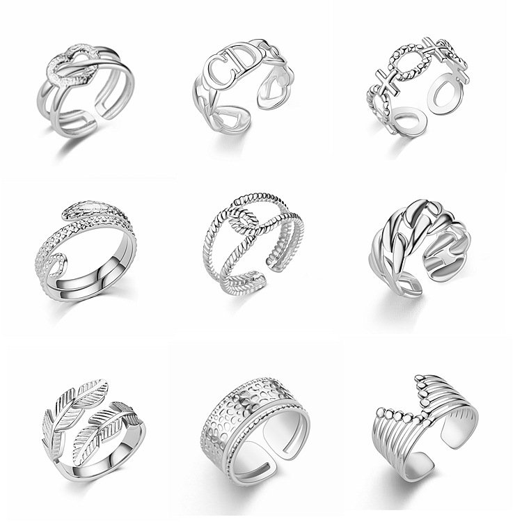 Explosive open titanium steel ring, trendy men and women, European and American retro style, stainless steel couple ring jewelry