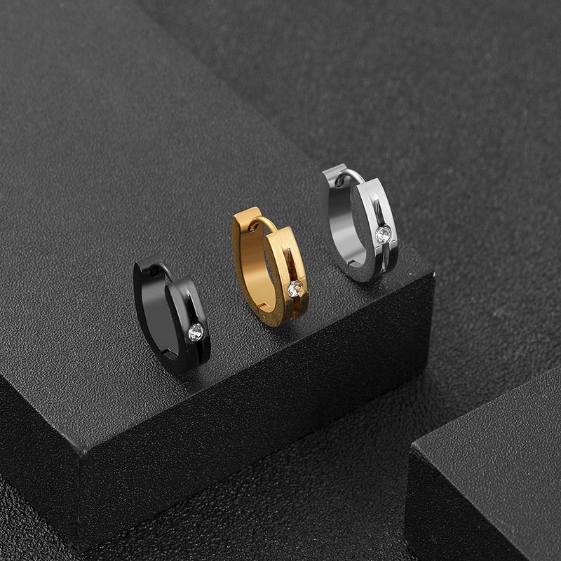 Fashionable titanium steel U-shaped diamond studded earrings, stainless steel ear bone buckle, Korean version simple men's and women's ear accessories