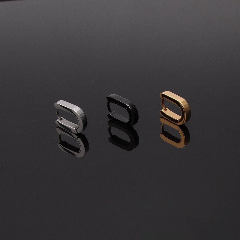 Hand polished earrings, men's and women's loop shaped earrings, titanium steel oval ear buckles, AliExpress personalized earrings, geometric earrings