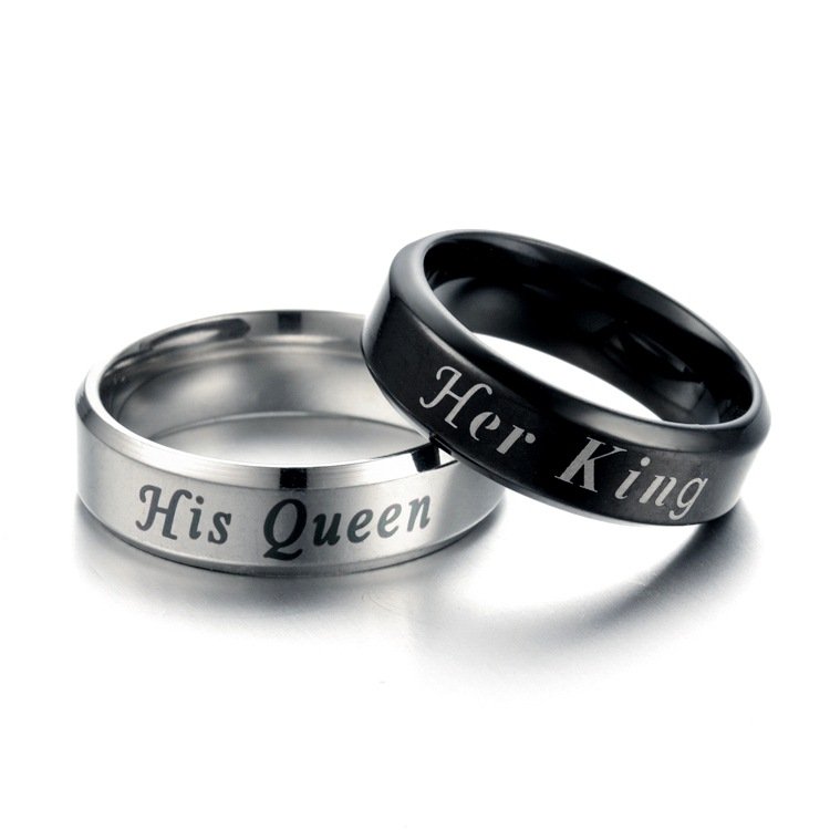 Hot selling Her King His Queen couple rings, stainless steel rings, European and American jewelry