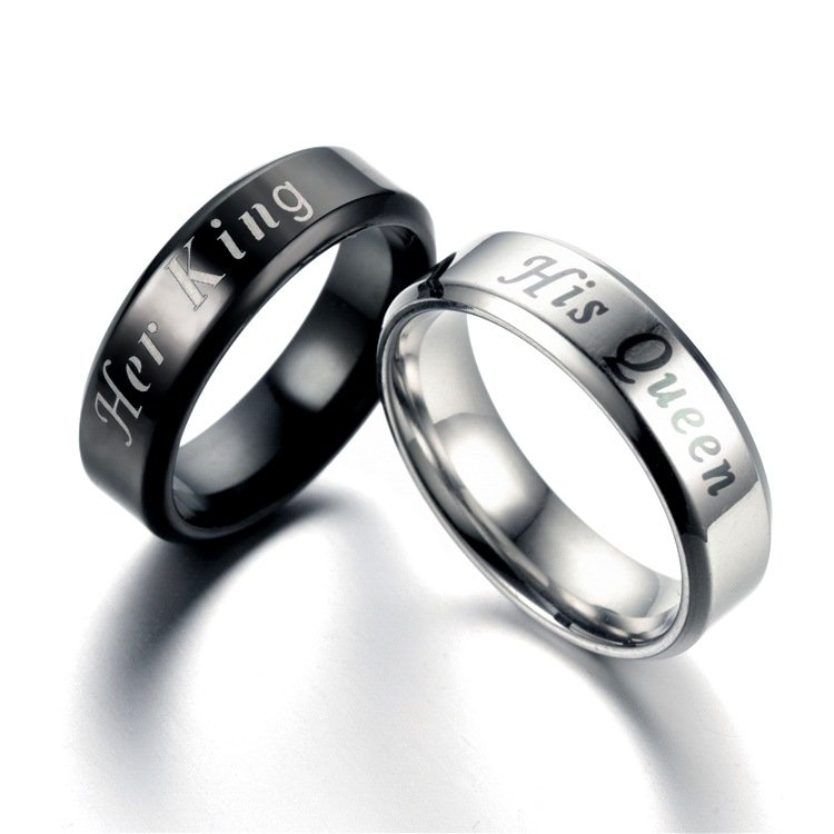 Hot selling Her King His Queen couple rings, stainless steel rings, European and American jewelry