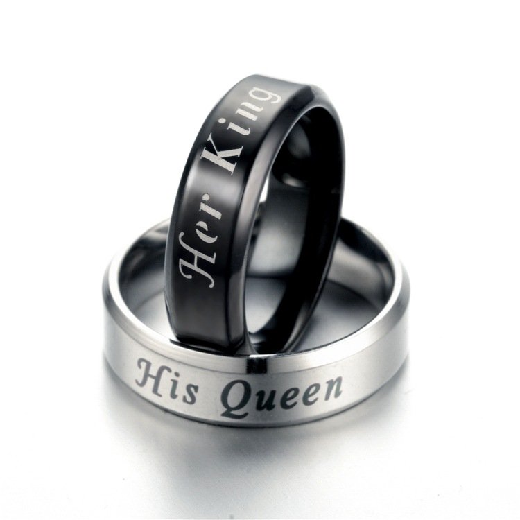 Hot selling Her King His Queen couple rings, stainless steel rings, European and American jewelry