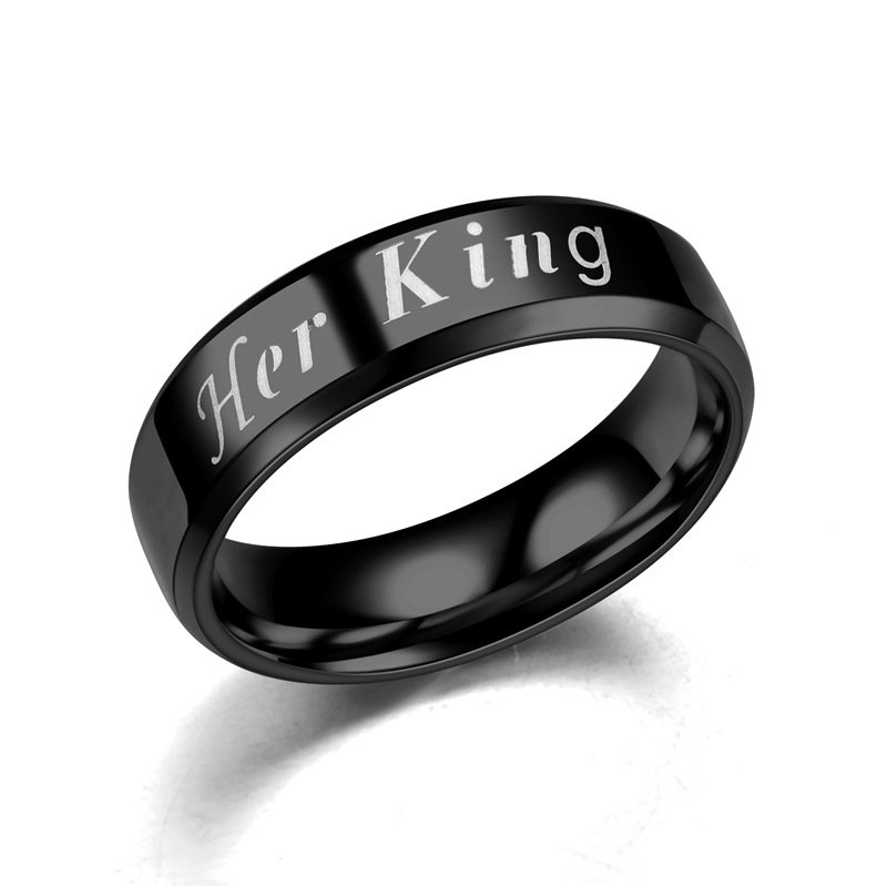 Hot selling Her King His Queen couple rings, stainless steel rings, European and American jewelry