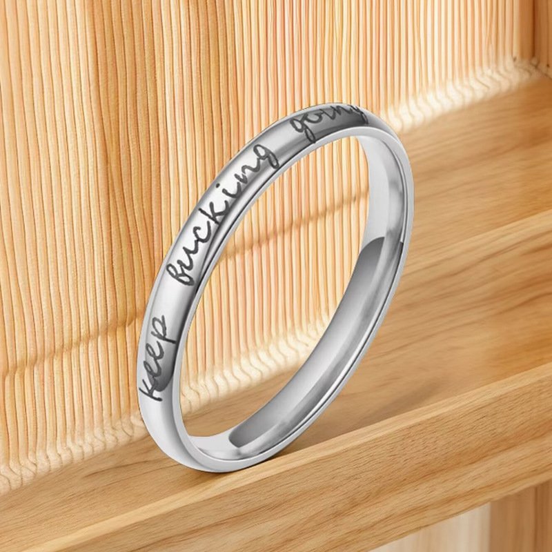 Hot selling Keep Fucking Going Inspirational Titanium Steel Ring European and American Fashion Minimalist Handjewelry