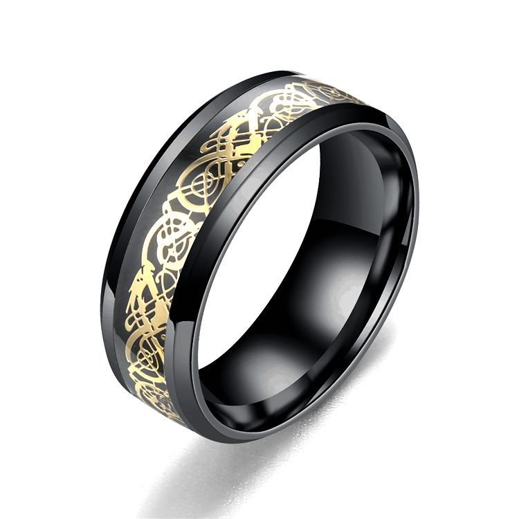 Hot selling accessory titanium steel stainless steel dragon pattern ring for couples, European and American fashionable men's ring