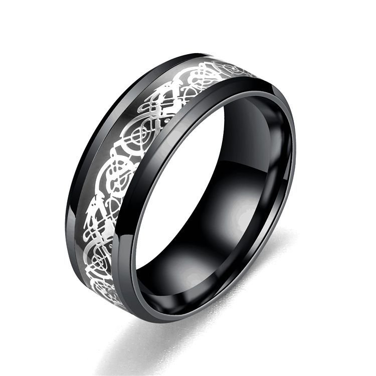 Hot selling accessory titanium steel stainless steel dragon pattern ring for couples, European and American fashionable men's ring