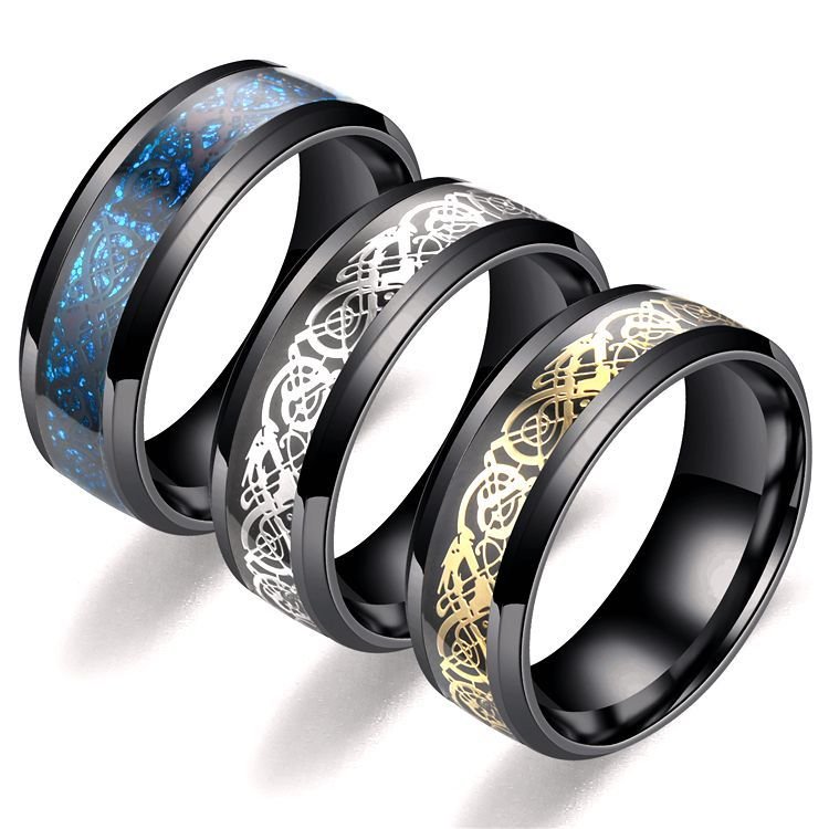 Hot selling accessory titanium steel stainless steel dragon pattern ring for couples, European and American fashionable men's ring