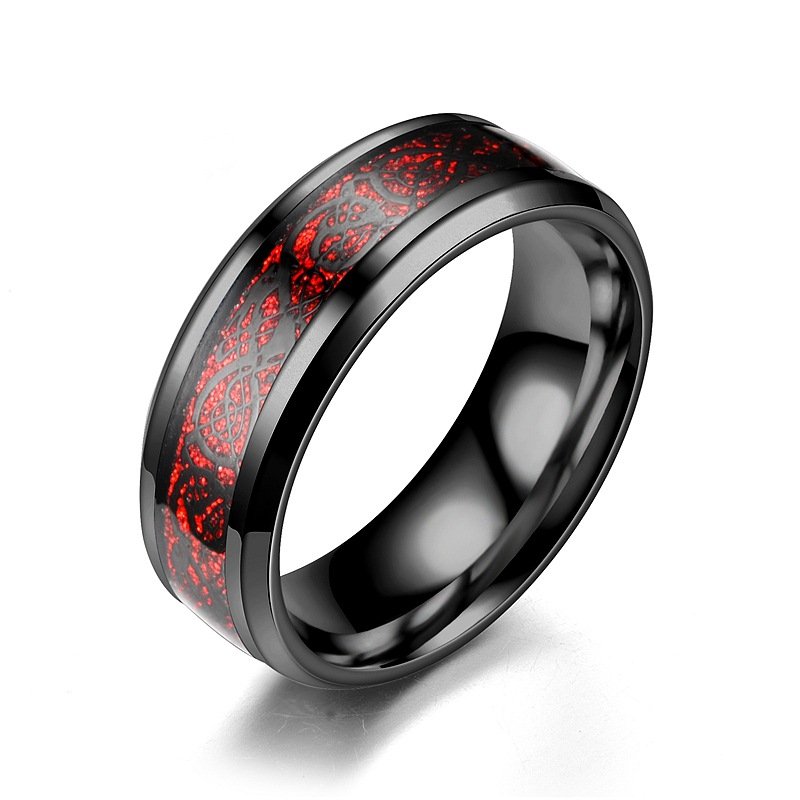 Hot selling accessory titanium steel stainless steel dragon pattern ring for couples, European and American fashionable men's ring