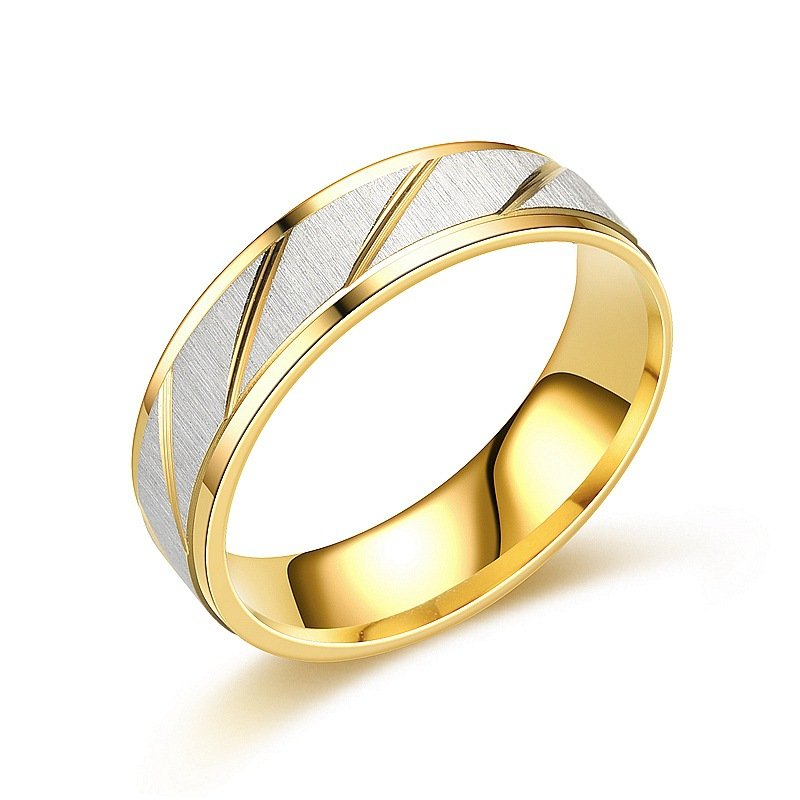 Hot selling new color gold ring, stainless steel couple ring, fashionable batch flower stripe ring accessory