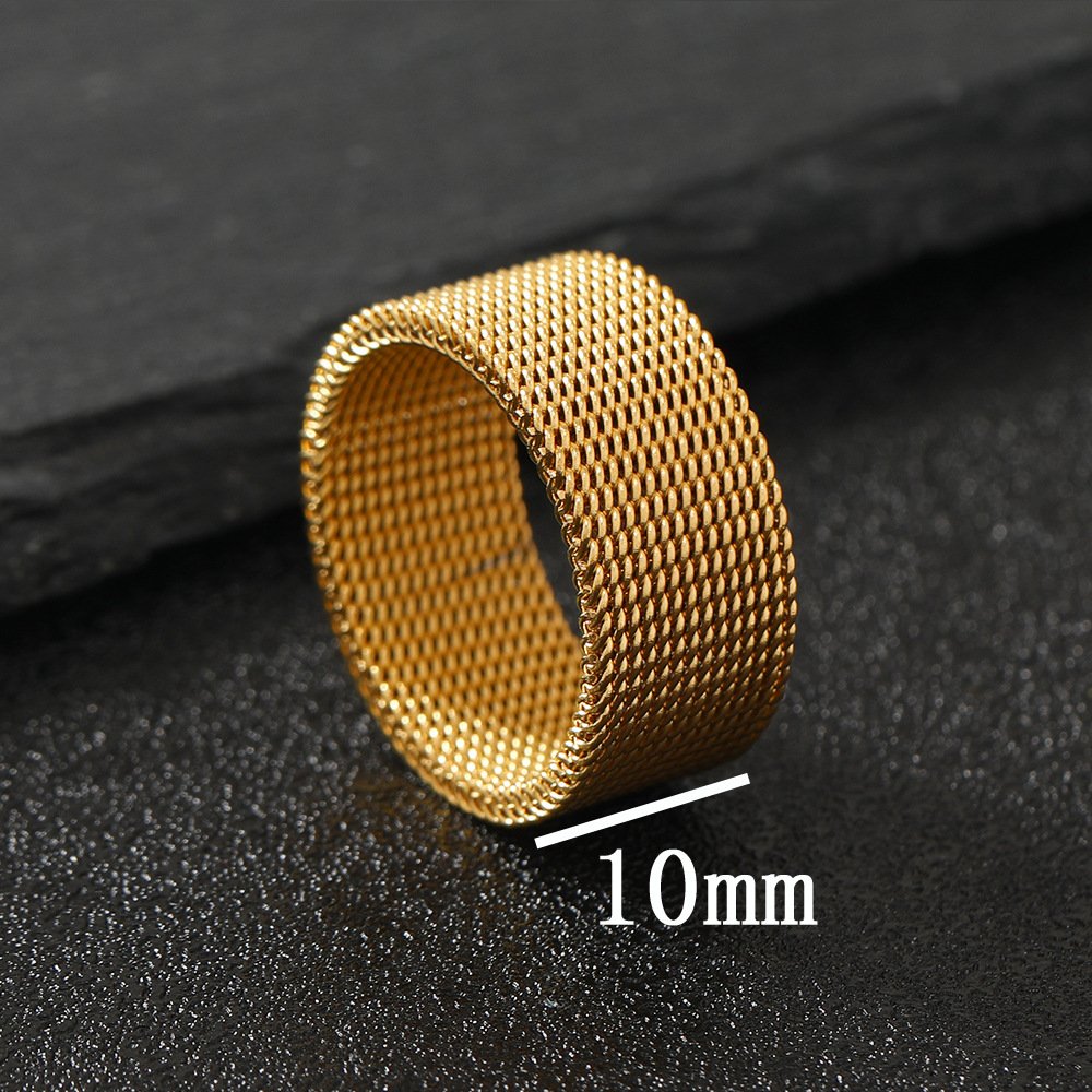 Hot selling stainless steel jewelry with simple and deformable width of 10MM mesh ring, fashionable and personalized titanium steel ring