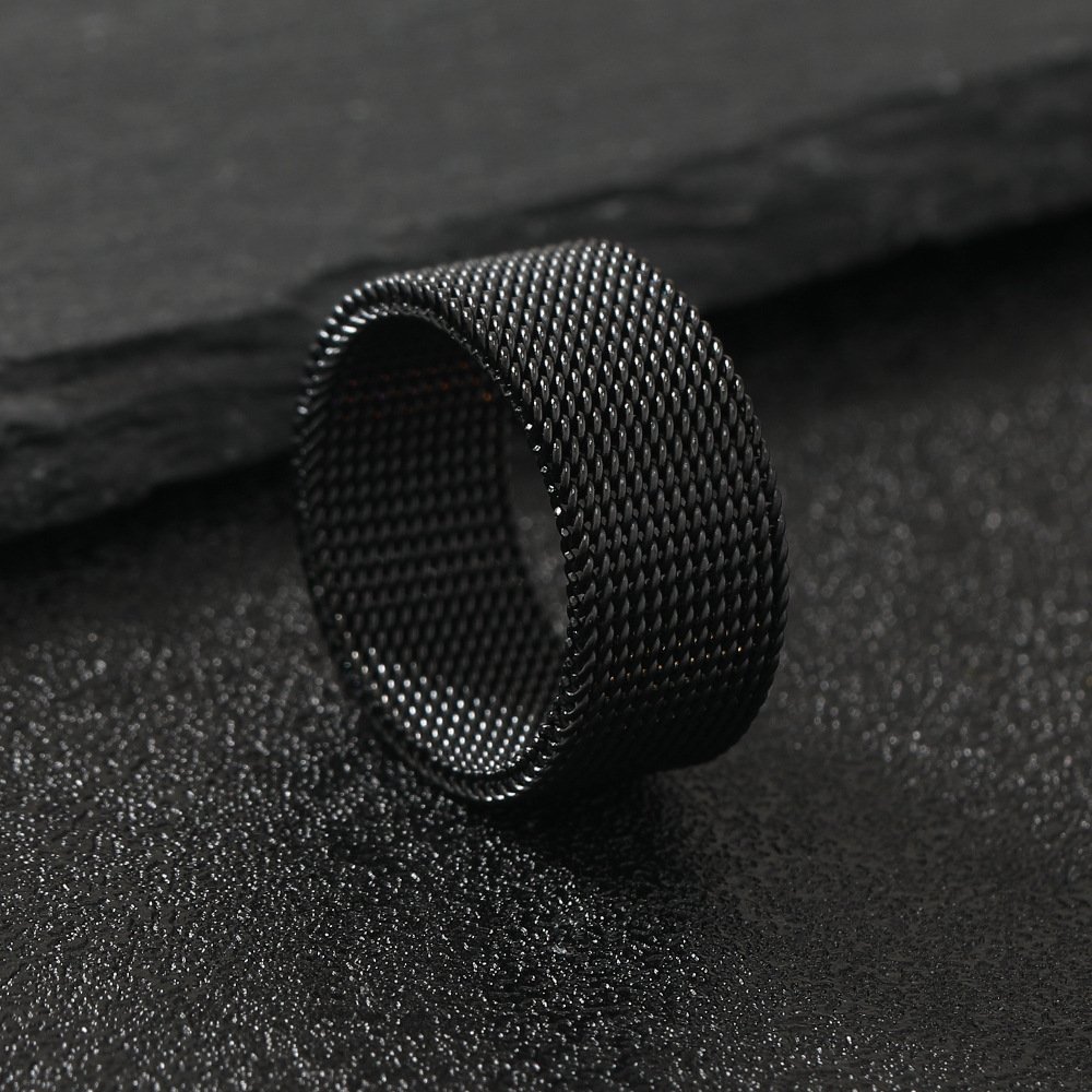 Hot selling stainless steel jewelry with simple and deformable width of 10MM mesh ring, fashionable and personalized titanium steel ring