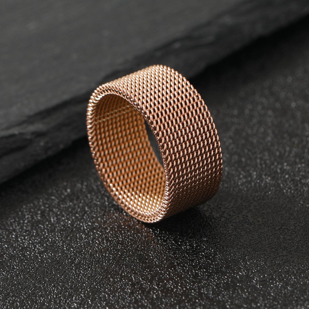 Hot selling stainless steel jewelry with simple and deformable width of 10MM mesh ring, fashionable and personalized titanium steel ring