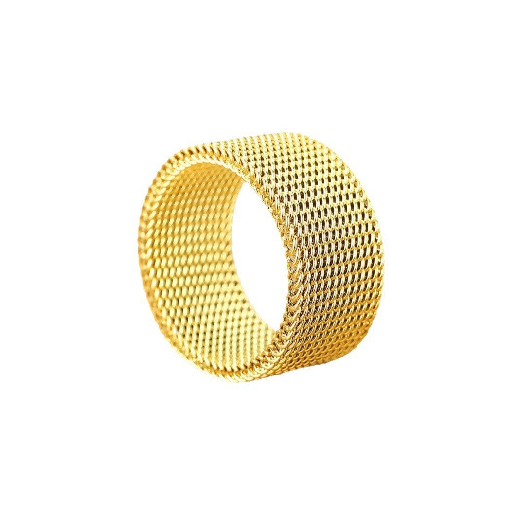 Hot selling stainless steel jewelry with simple and deformable width of 10MM mesh ring, fashionable and personalized titanium steel ring