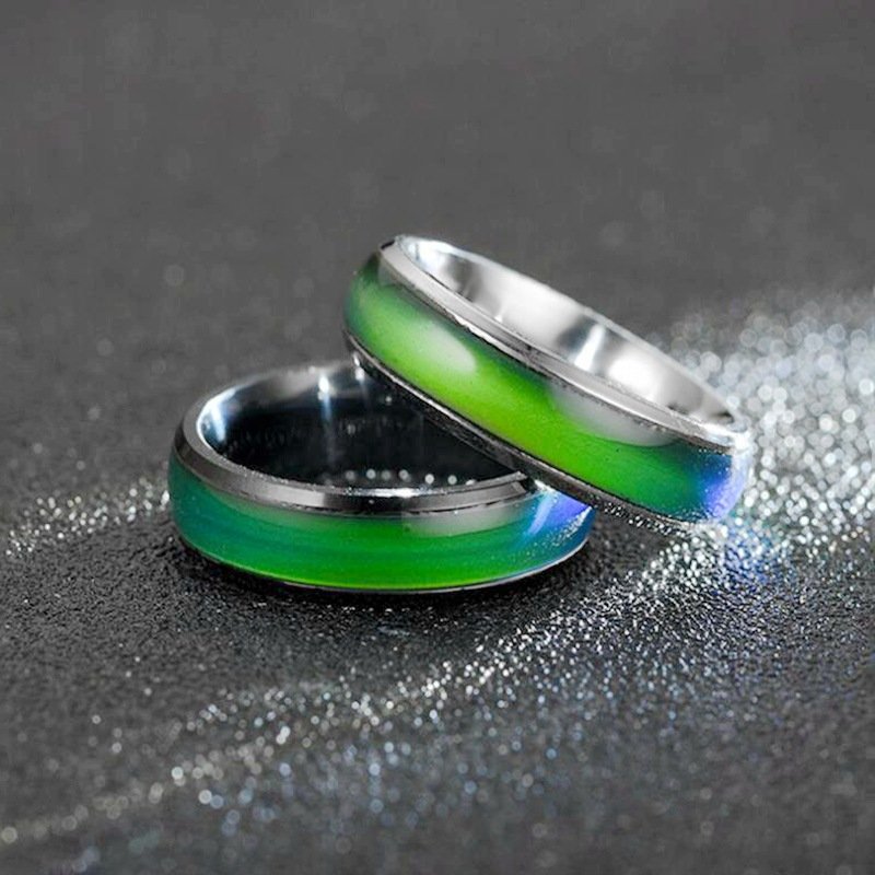 Hot selling thermochromic ring, European and American fashionable colorful couple ring, Korean version popular jewelry