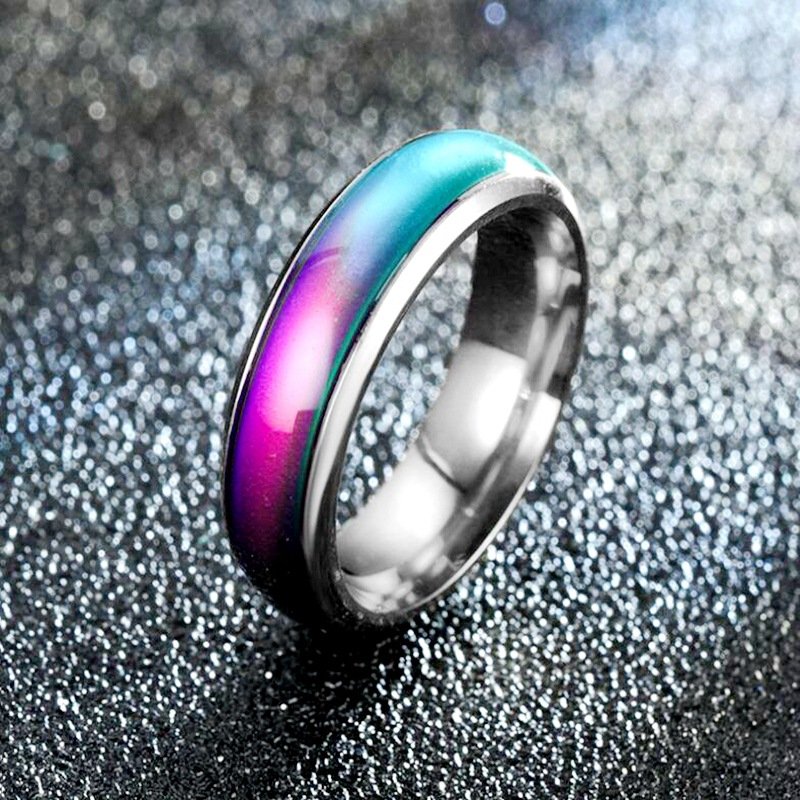 Hot selling thermochromic ring, European and American fashionable colorful couple ring, Korean version popular jewelry