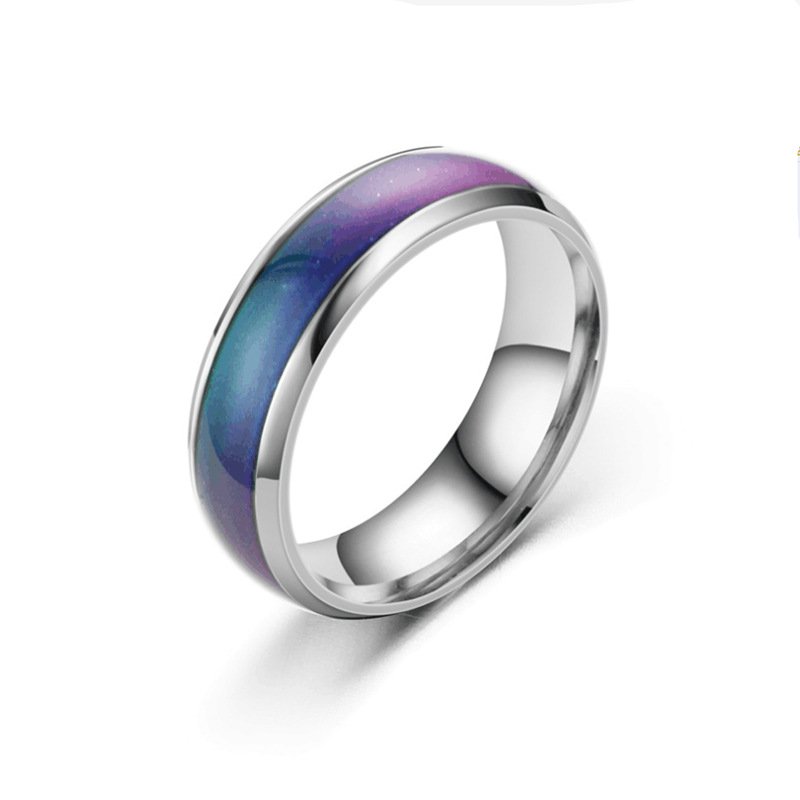 Hot selling thermochromic ring, European and American fashionable colorful couple ring, Korean version popular jewelry