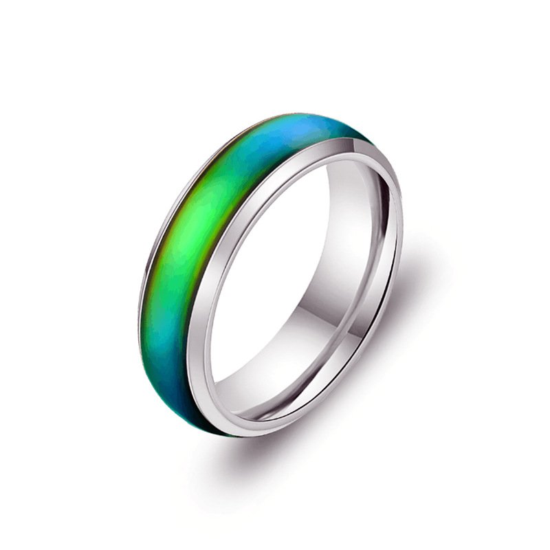 Hot selling thermochromic ring, European and American fashionable colorful couple ring, Korean version popular jewelry