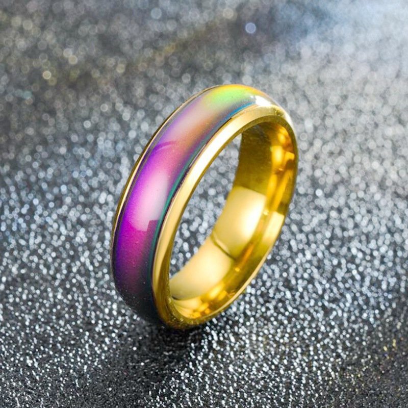 Hot selling thermochromic ring, European and American fashionable colorful couple ring, Korean version popular jewelry