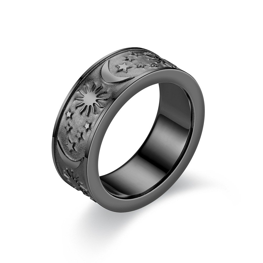 Hot selling titanium steel rings in Europe and America, men's star moon pairs rings, couple rings, women's supply accessories