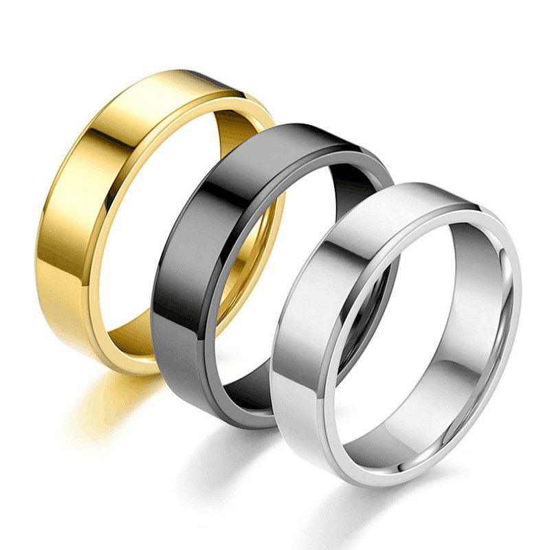 Hot selling titanium steel smooth couple ring, European and American men's ring, 2 yuan store stall accessory