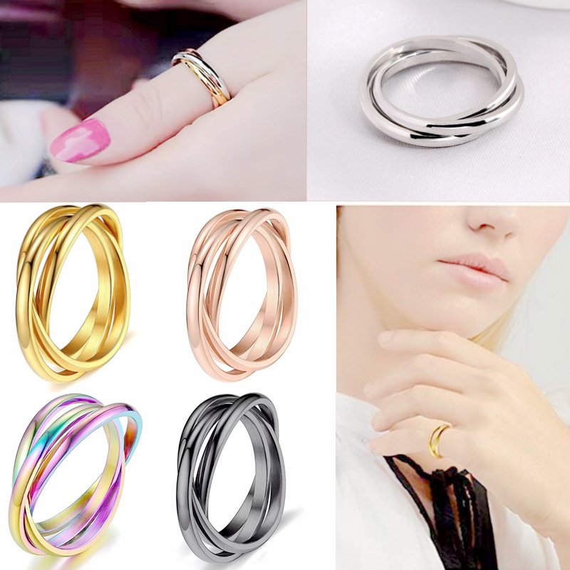 Hot selling tricyclic titanium steel rings for couples, rotating anti anxiety rings, and hand accessories