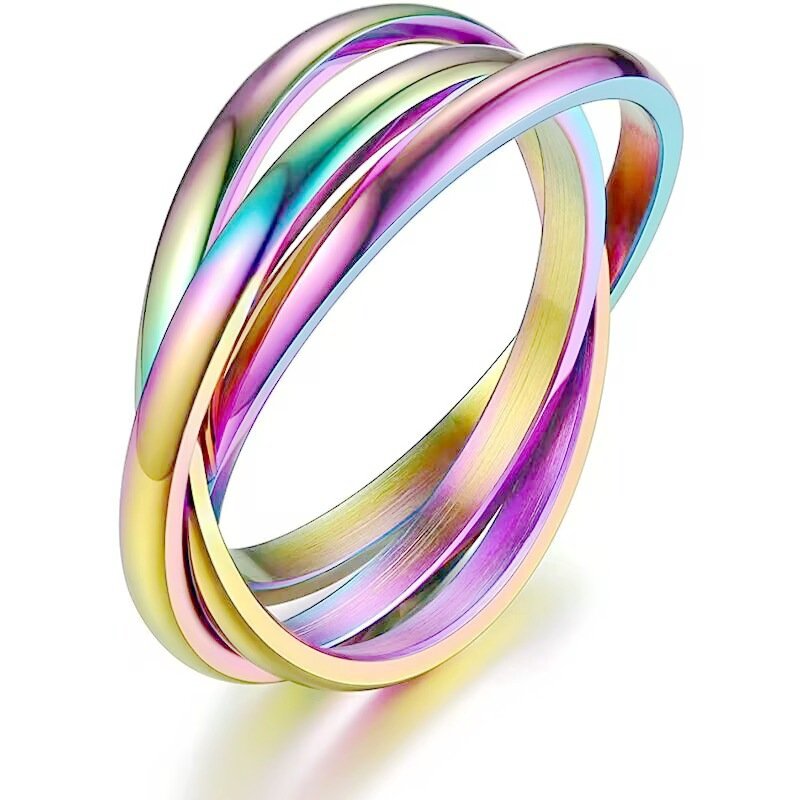 Hot selling tricyclic titanium steel rings for couples, rotating anti anxiety rings, and hand accessories