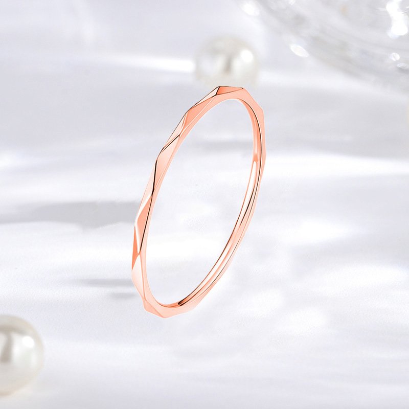 Japanese and Korean Fashion Minimally Plated Gold Ultra fine Diamond Plaque Ring Titanium Steel Ring Female Joint Index Finger Tail Ring