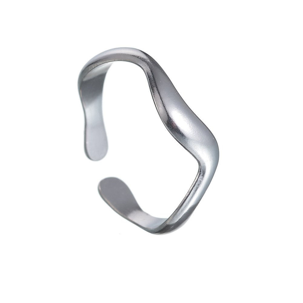 Japanese and Korean Ins style niche water wave opening hydraulic ring women's titanium steel movable mouth ring jewelry