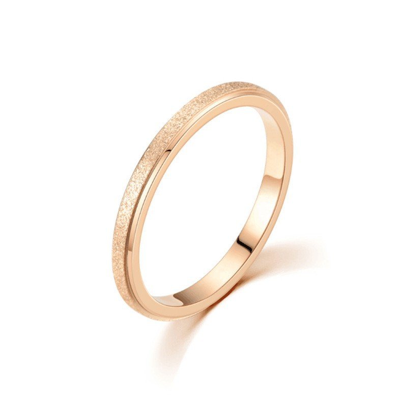 Japanese and Korean minimalist titanium steel frosted ring, sand gold stainless steel couple ring, female live streaming hot item, one piece dropshipping