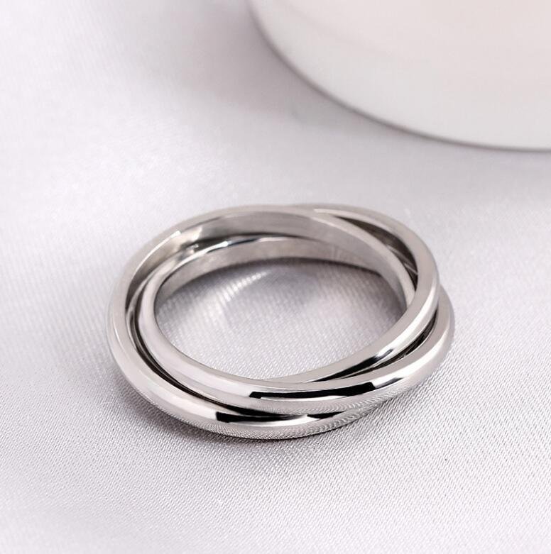 Japanese and Korean popular stainless steel three ring rings, three life three generation rings, European and American fashionable titanium steel couple rings, women's rings