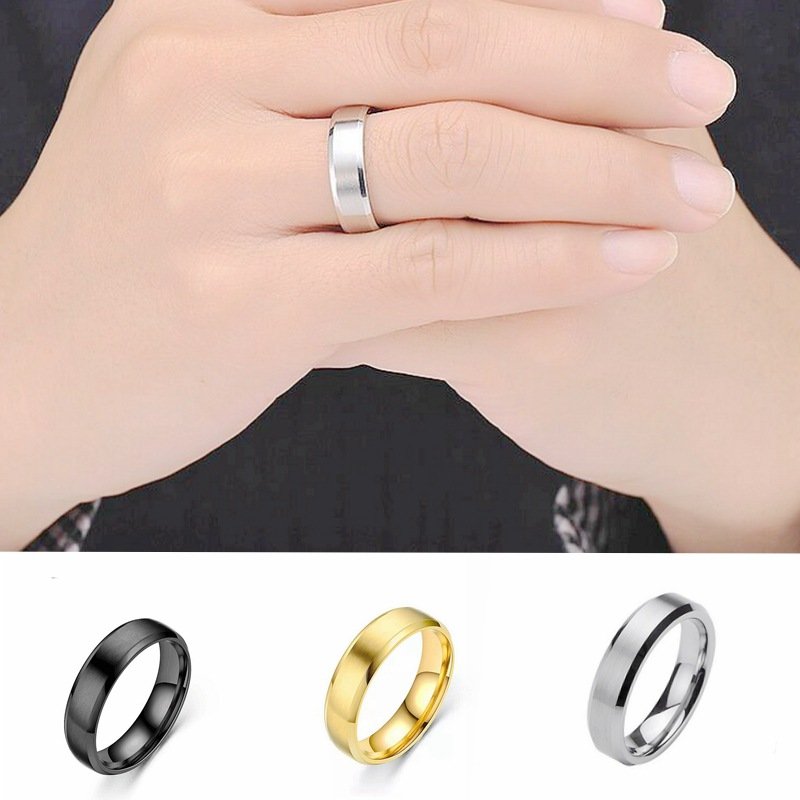 Jewelry hot selling 6mm 8mm frosted titanium steel ring European and American simple stainless steel couple ring