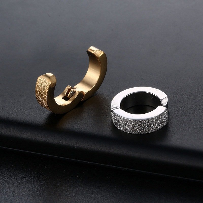 Korean version of fashionable frosted titanium steel ear clip, stainless steel earrings, men's punk personalized earrings