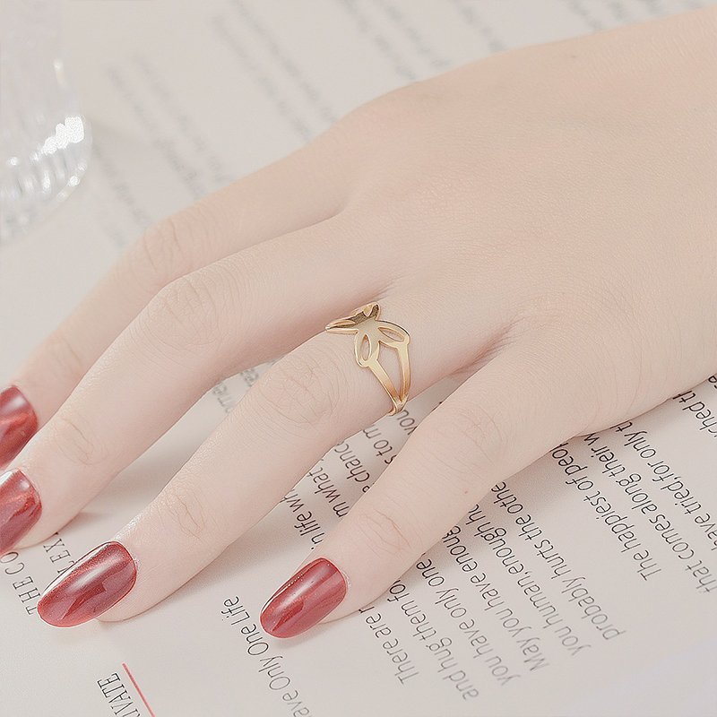 Korean version of light luxury design with a stylish opening titanium steel ring, women's European and American niche ring jewelry