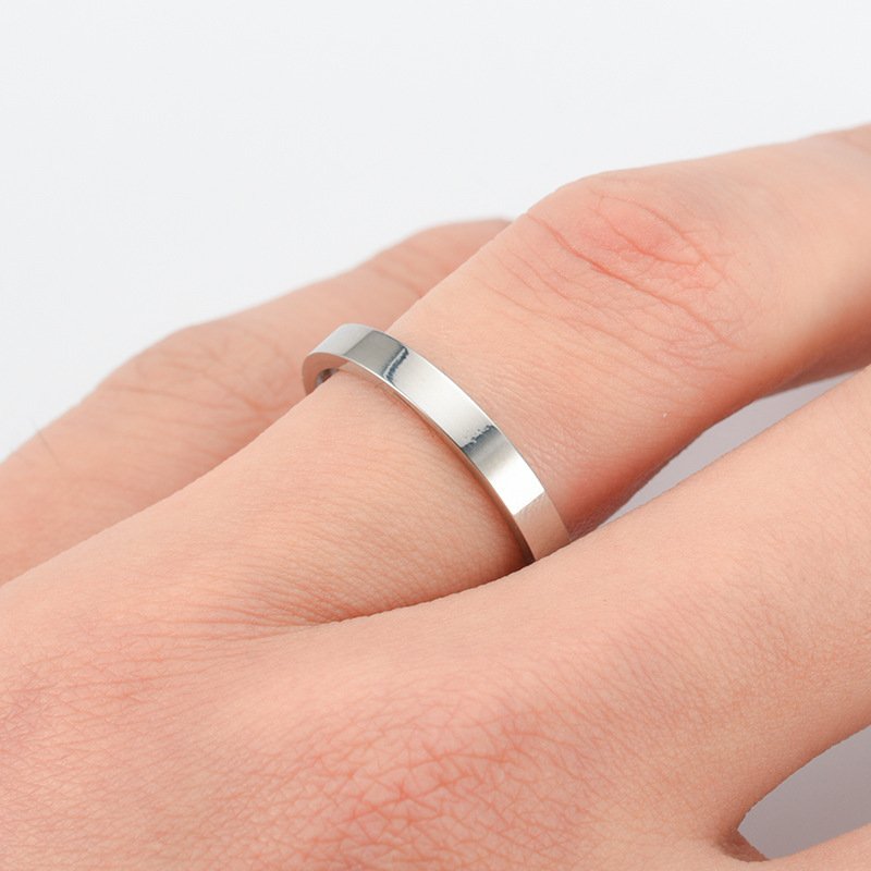 Korean version of minimalist ring ins 3MM titanium steel smooth surface ring for female couples, European and American jewelry