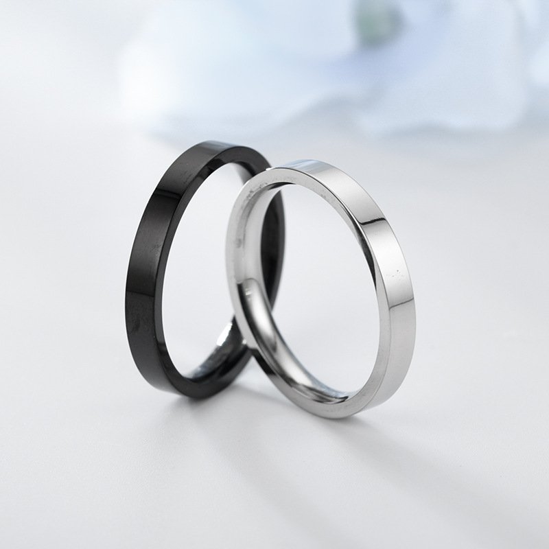 Korean version of minimalist ring ins 3MM titanium steel smooth surface ring for female couples, European and American jewelry