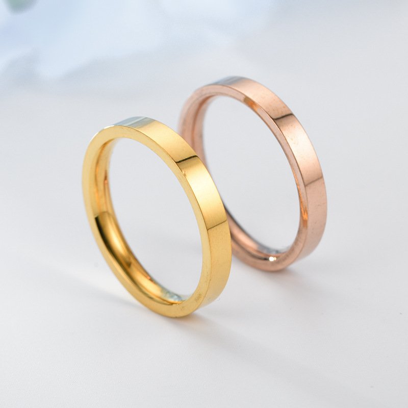 Korean version of minimalist ring ins 3MM titanium steel smooth surface ring for female couples, European and American jewelry