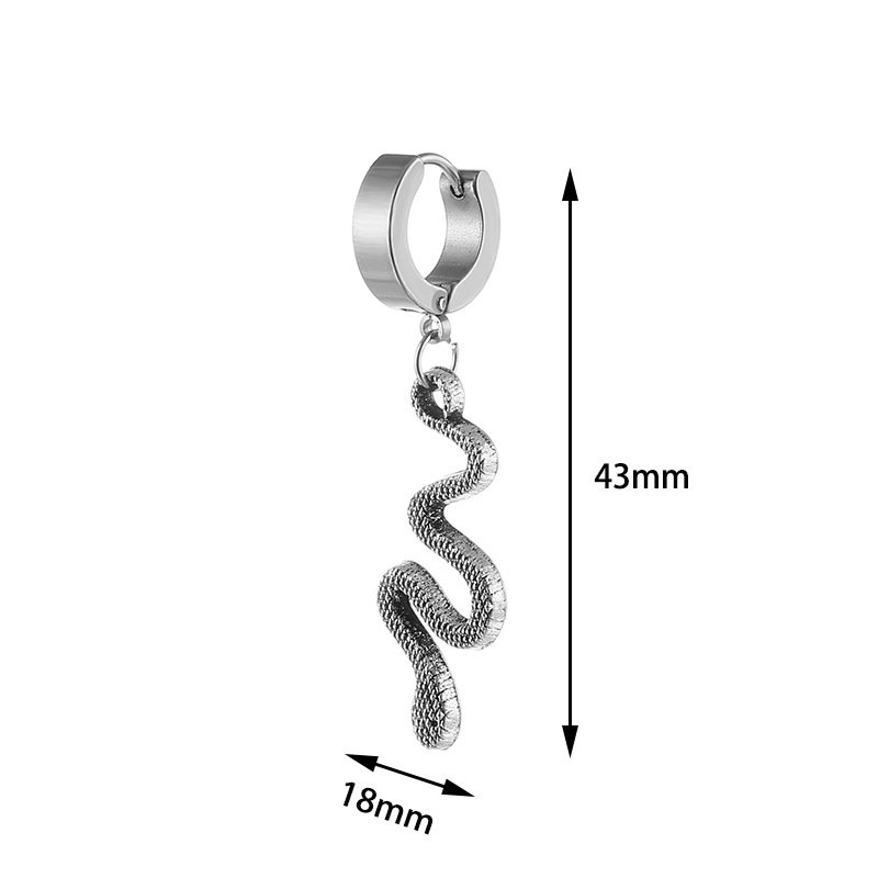 Korean version snake shaped stainless steel ear studs, personalized earrings, titanium steel ear bone studs, earrings, and earrings