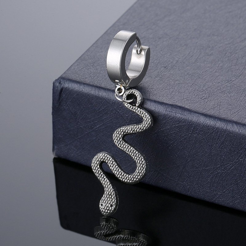 Korean version snake shaped stainless steel ear studs, personalized earrings, titanium steel ear bone studs, earrings, and earrings